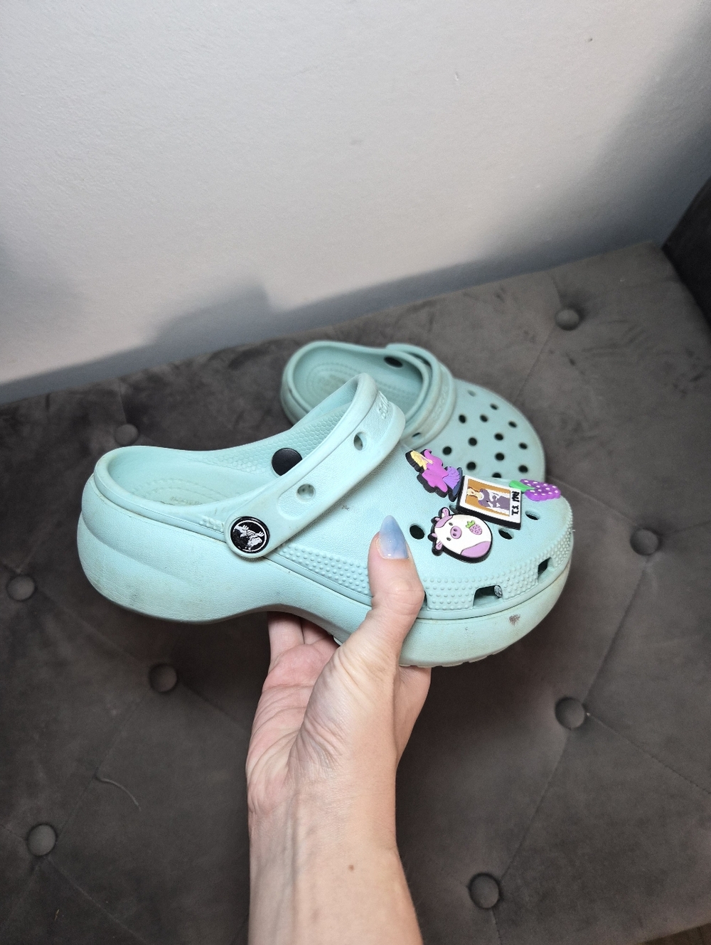 Kids Light Blue Clog Platform CROCS Shoes Taylor Swift Charms - Crocs-style